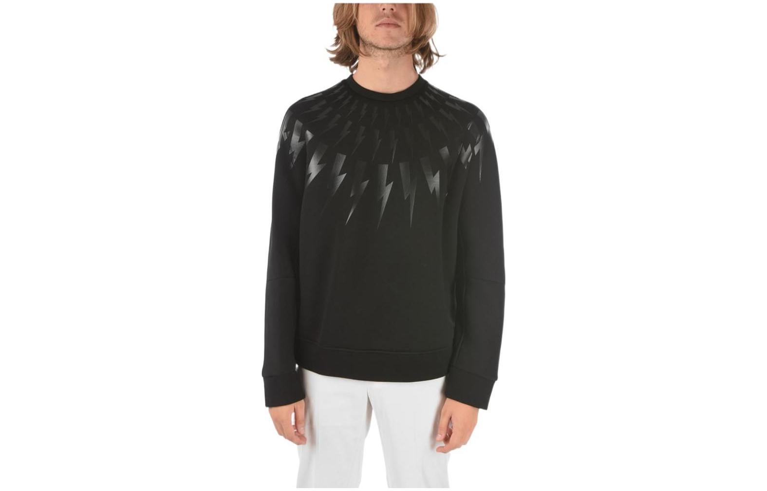 Neil Barrett Black Lightning Bolt Pullover Sweatshirt BJS417FH531C0101