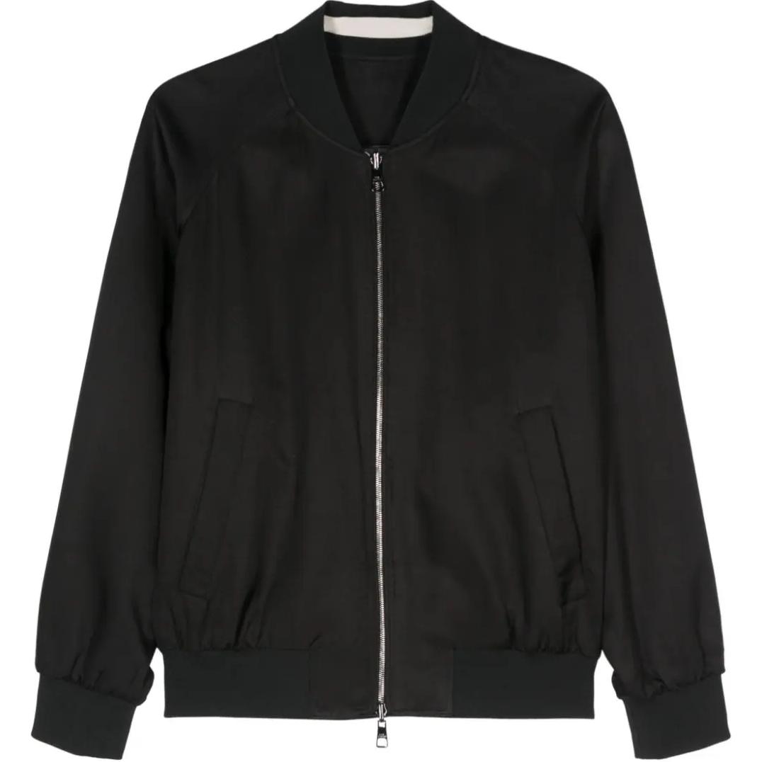 Neil Barrett Black Solid Zip-Up Raglan Sleeve Bomber Jacket for Men MY11091AY035-BLACK