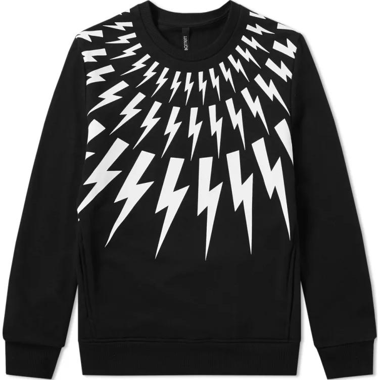 Neil Barrett Colorblock Graphic Crewneck Slim Fit Sweatshirt Black PBJS261SF553S524