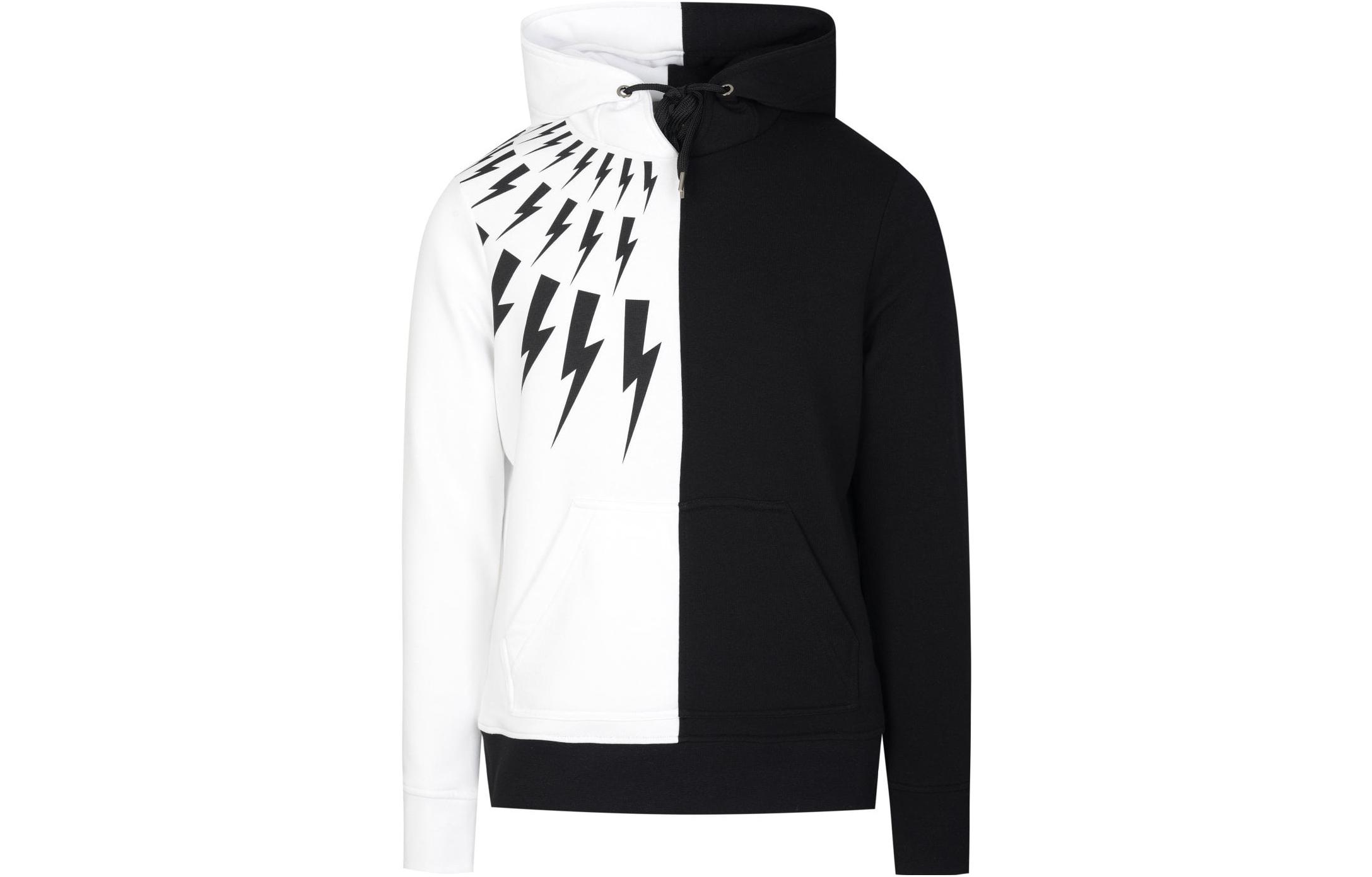 Neil Barrett Colorblock Lightning Print Hoodie Colorblock Design PBJS642S-N503S-524