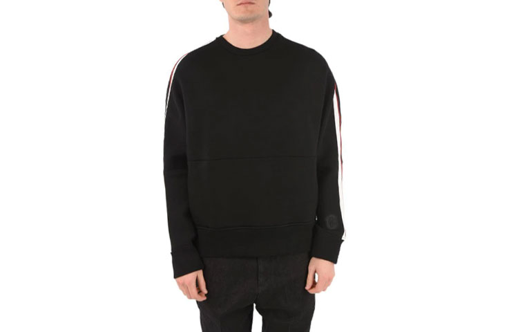 Neil Barrett Colorblock Stripe Crewneck Sweatshirt Black PBJS585AN500C1133