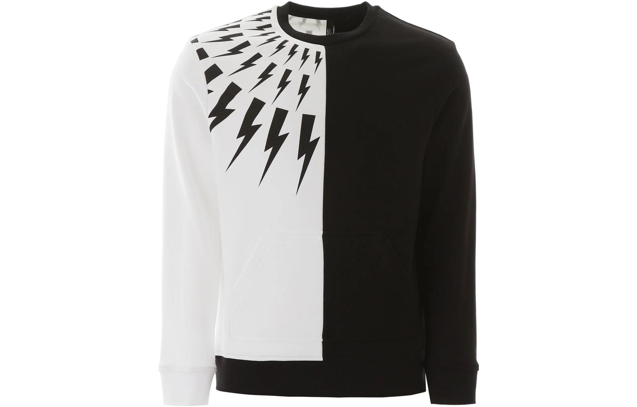 Neil Barrett Contrast Panel Pullover Hoodie Men’s Black White PBJS612S-N503S-524