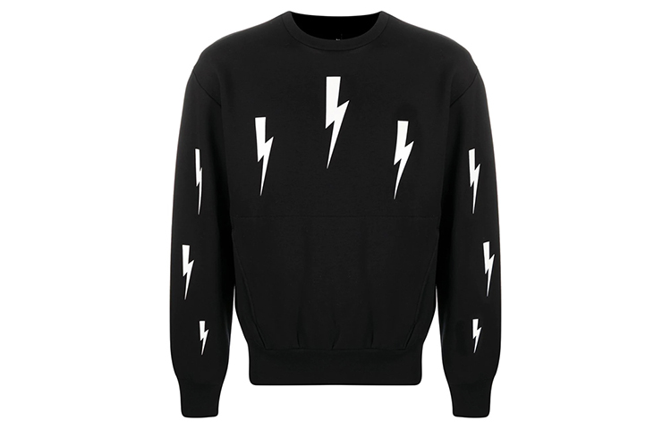 Neil Barrett Flash Triple Bolt Black Pullover Sweatshirt Men BJS672S-P527S-524
