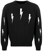 Neil Barrett Flash Triple Bolt Black Pullover Sweatshirt Men BJS672S-P527S-524 Neil Barrett Flash Triple Bolt Black Pullover Sweatshirt Men BJS672S-P527S-524