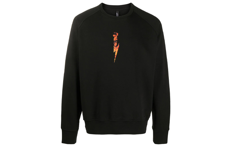 Neil Barrett FW21 Flame Logo Pullover Sweatshirt Black () PBJS675SP539S