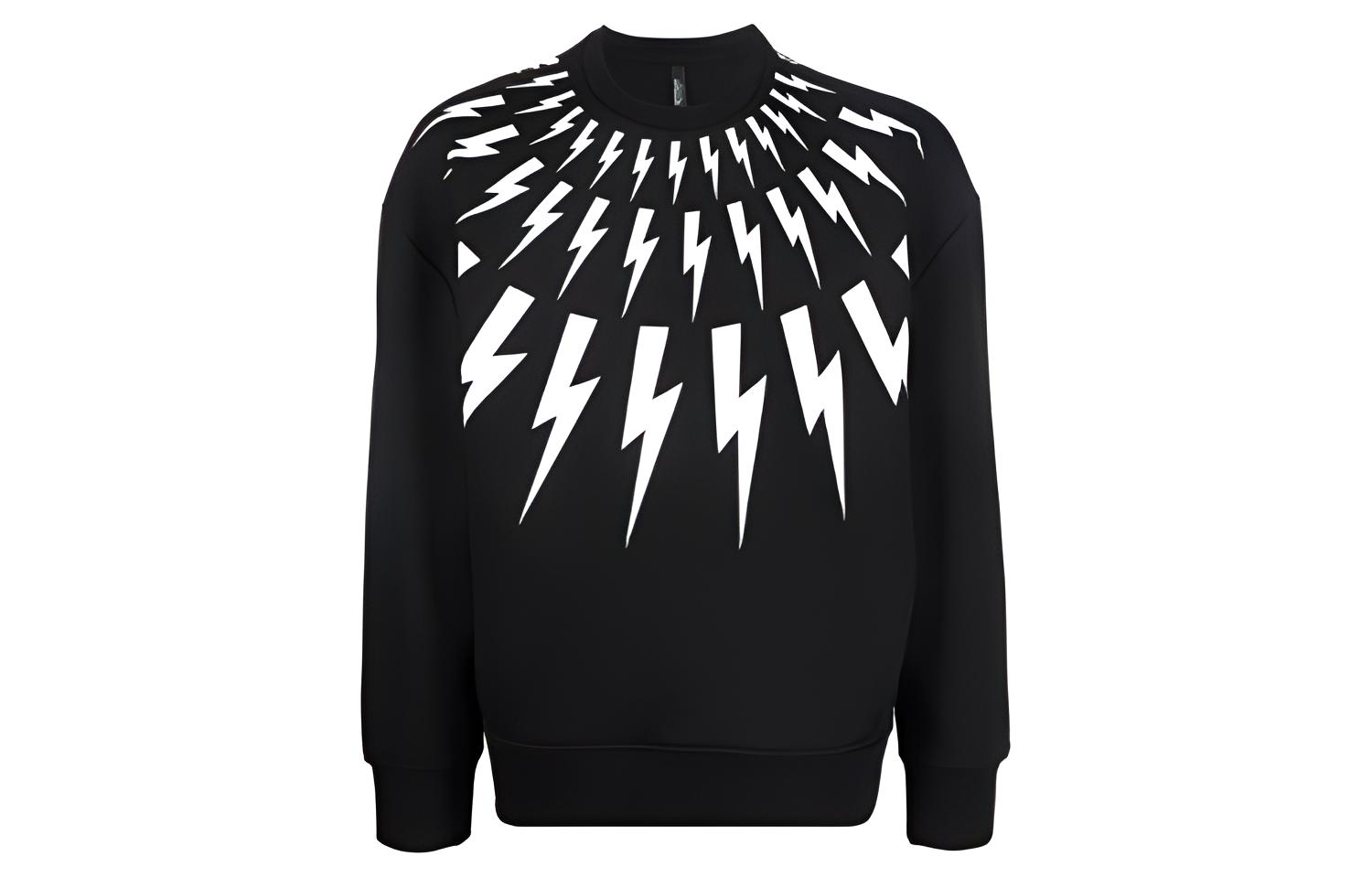 Neil Barrett FW21 Graphic Print Black Pullover Sweatshirt Long Sleeve BJS010SR517S524