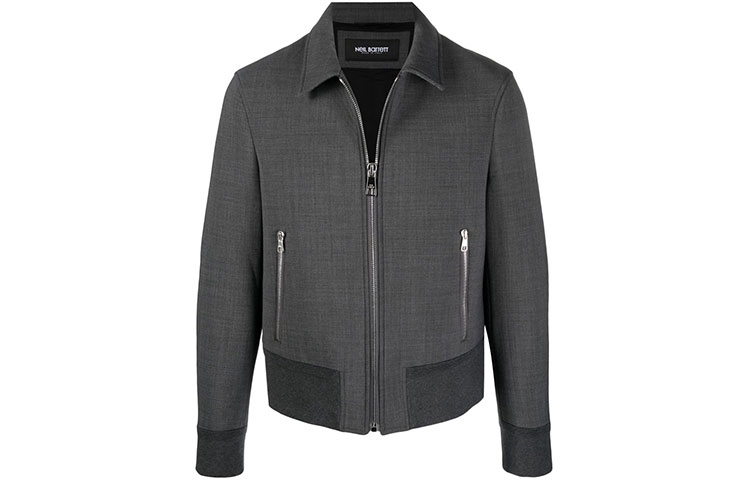 Neil Barrett FW21 Grey Zip Harrington Shirt Jacket BSP004R011548