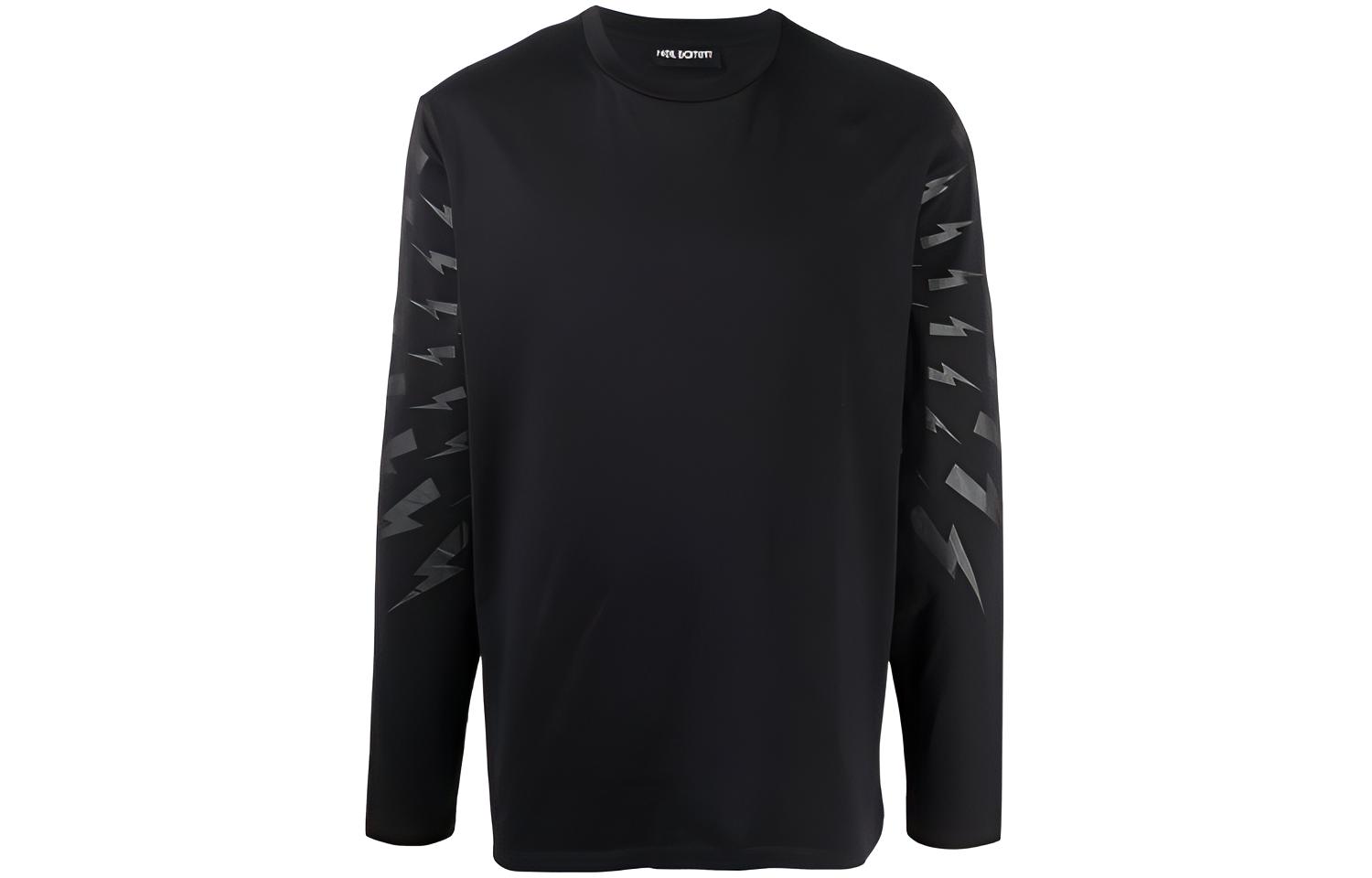 Neil Barrett FW21 Lightning Print Long Sleeve T-Shirt Black () BJT005SR521S0101