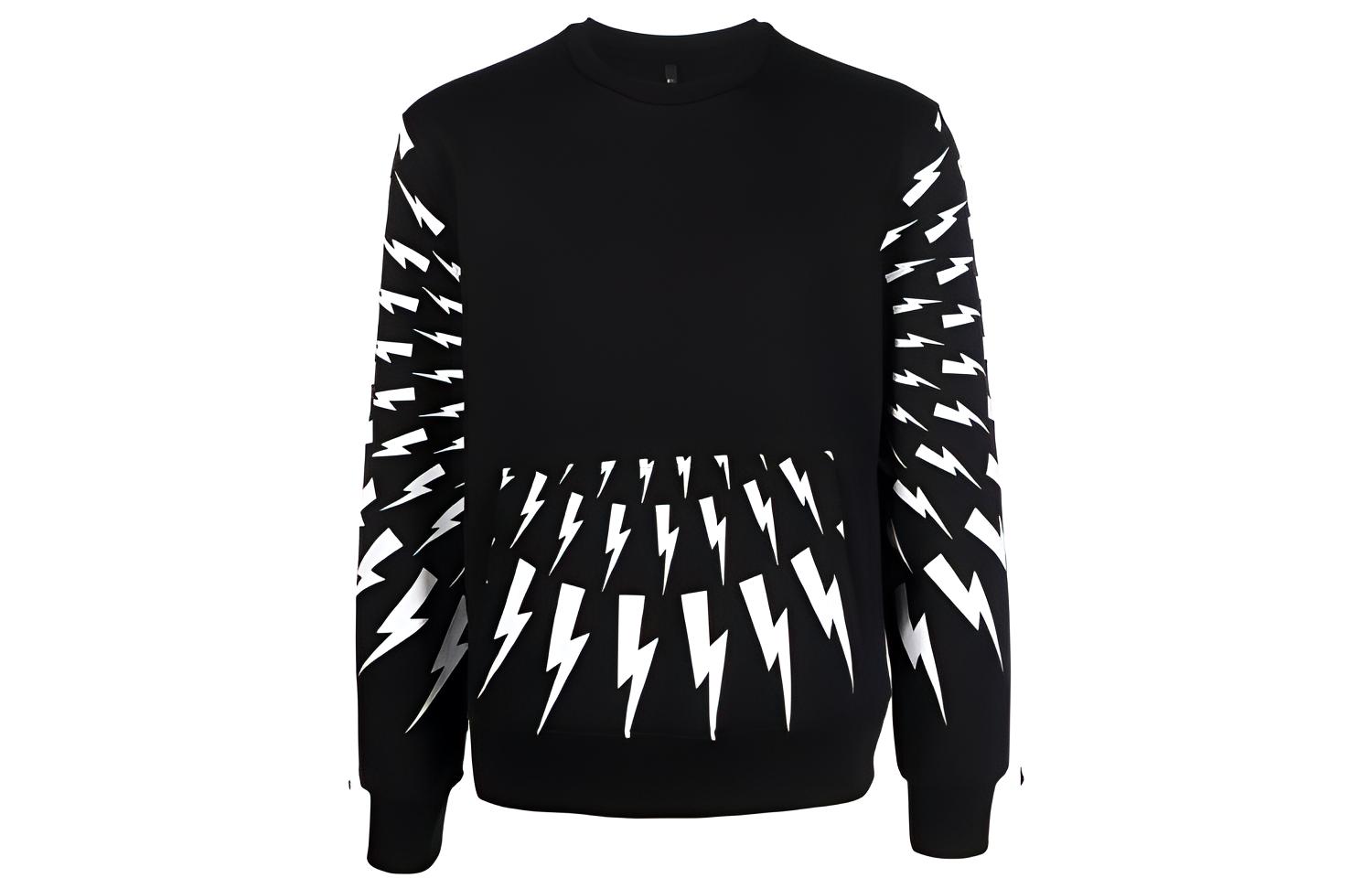 Neil Barrett FW21 Plain Printed Pullover Crewneck Sweatshirt Black BJS005SR523S524