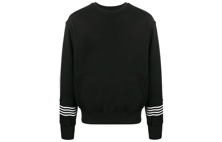 Neil Barrett FW21 Striped Cuff Pullover Long Sleeve Sweatshirt Black Men’s PBJS680CP566S2361