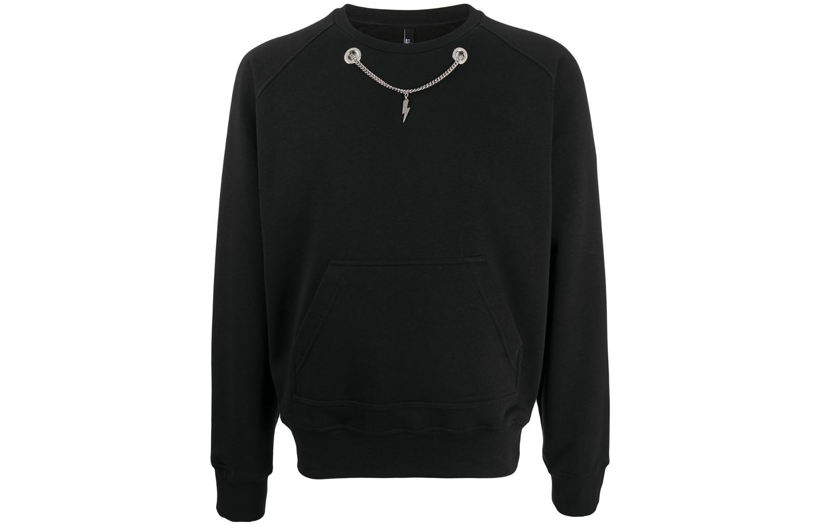 Neil Barrett FW22 Chain Detail Pullover Sweatshirt Black - Long Sleeve. PBJS595EN508S2012