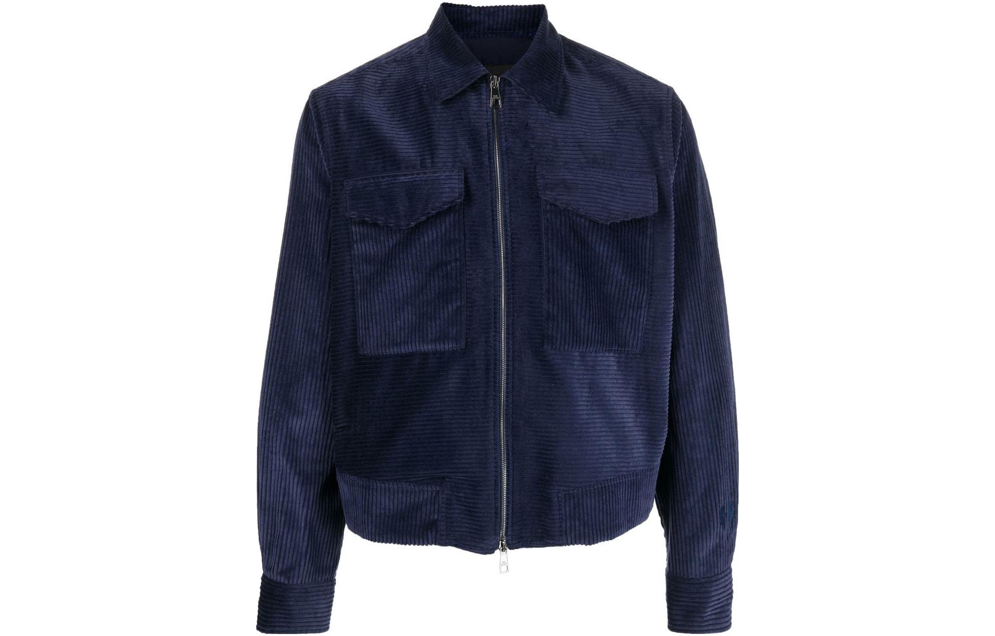 Neil Barrett FW22 Corduroy Zip Jacket Blue PBCM096T0363470