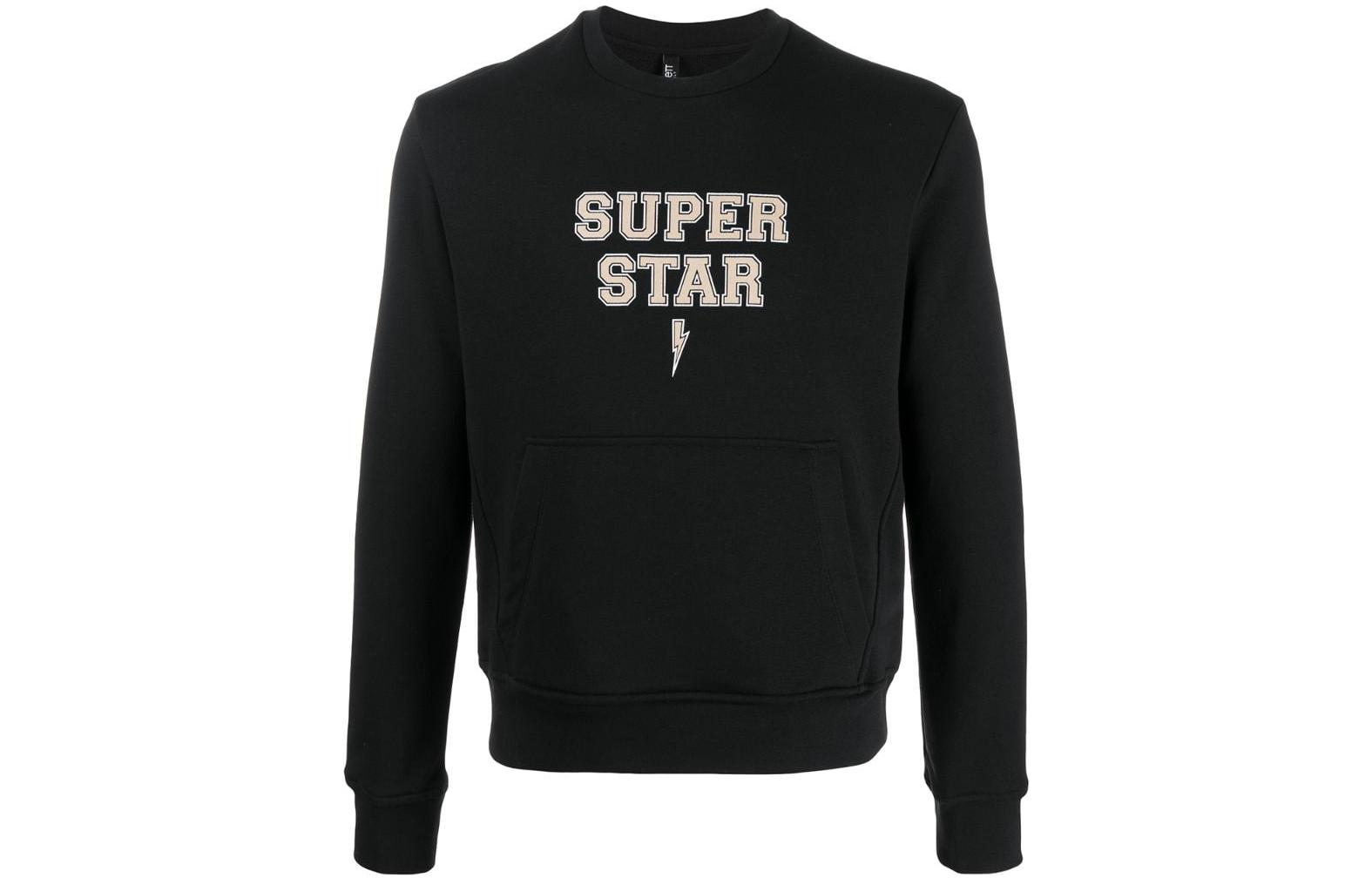 Neil Barrett FW22 Letter Logo Print Crewneck Sweatshirt BLACK PBJS601SN509S