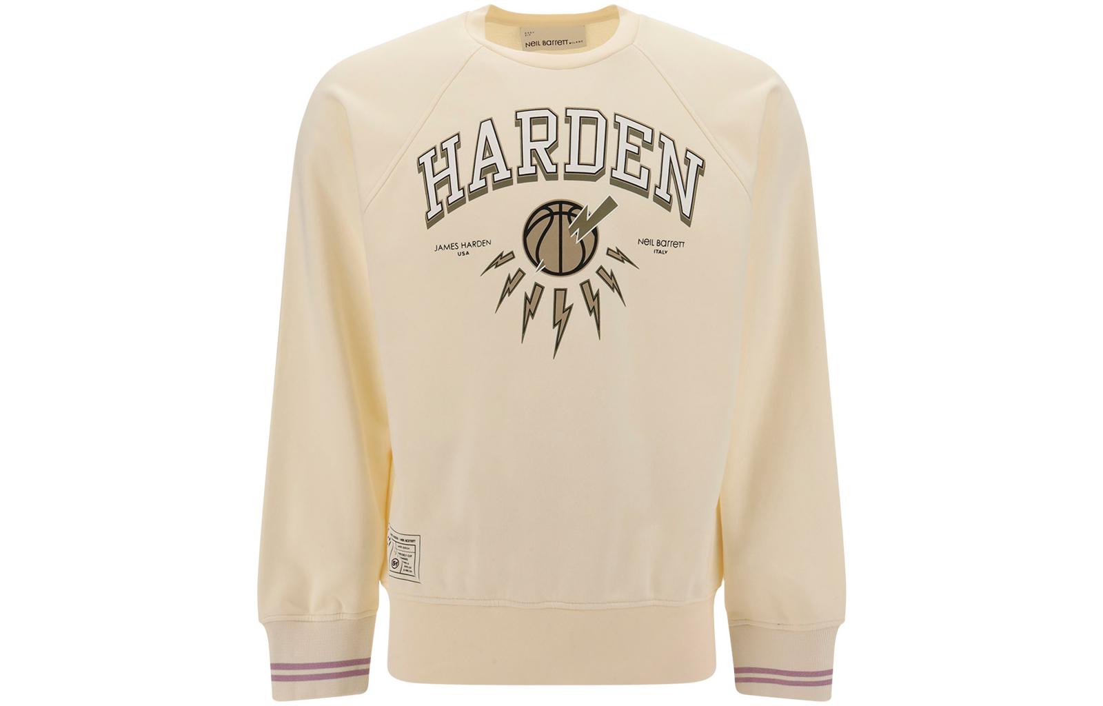 Neil Barrett FW22 Letter Print Stripe Trim Pullover Sweatshirt Off-White PBJS076SS573S3408