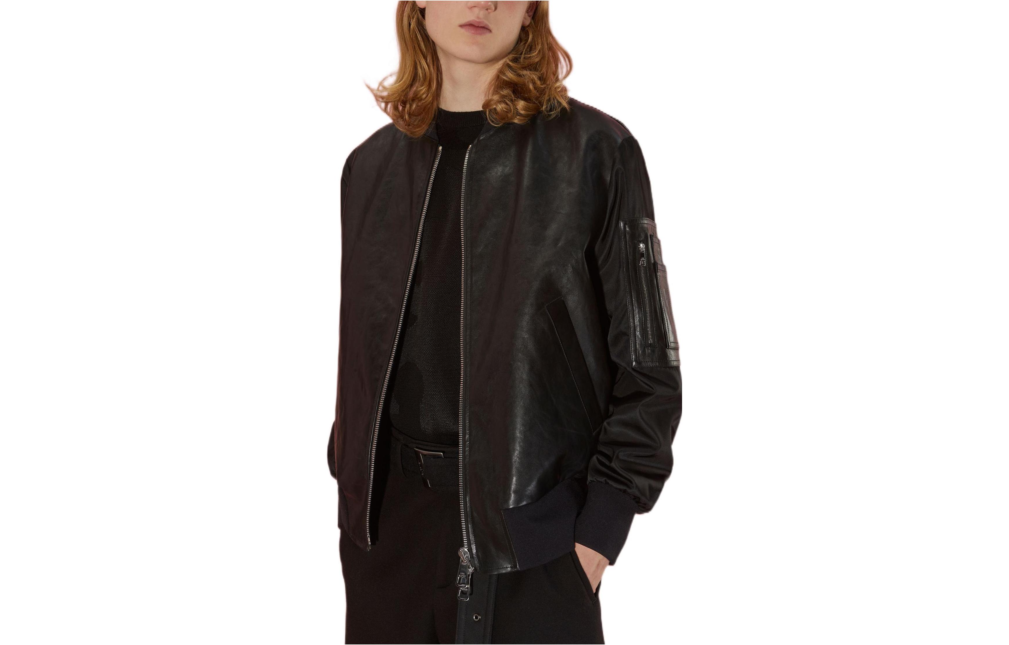 Neil Barrett FW22 Solid Color Zip-Up Jacket Black Outerwear PBPE013CT705C0101