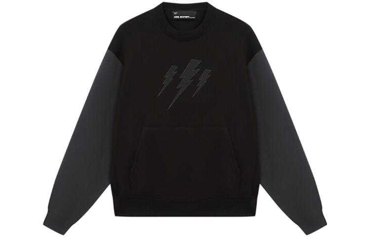 Neil Barrett FW23 Lightning Geometric Crewneck Pullover Sweatshirt Black Mens NBV7JS205A-V518S-057