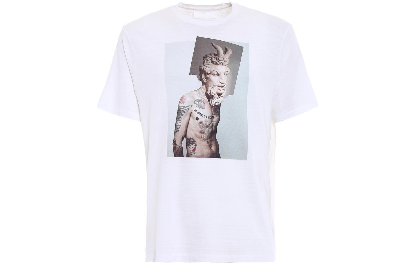 Neil Barrett Graphic Print Crew Neck T-Shirt White  Clothing PBJT359AG535S03