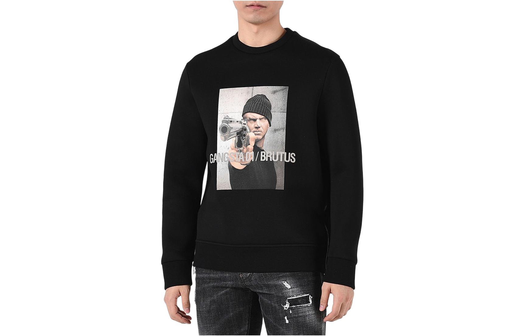Neil Barrett Graphic Print Crewneck Sweatshirt Black PBJS448D-L511S-1414