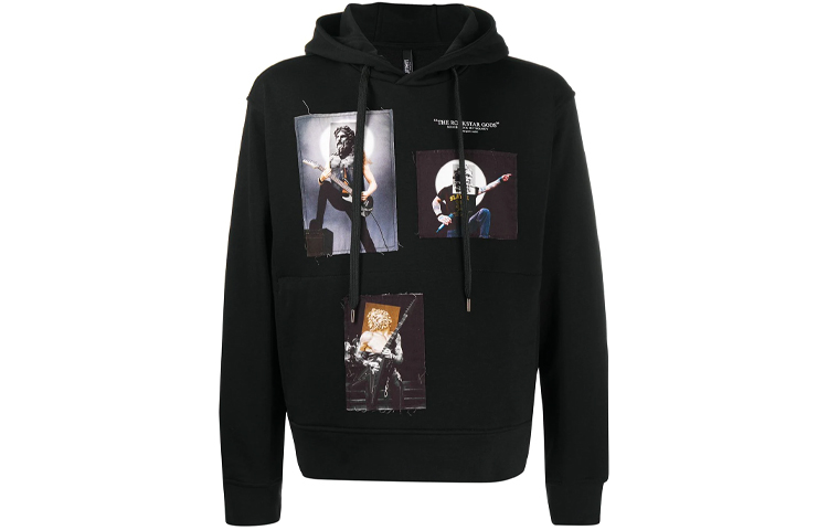 Neil Barrett Graphic Print Loose Fit Hoodie BLACK PBJS671SP522S1874