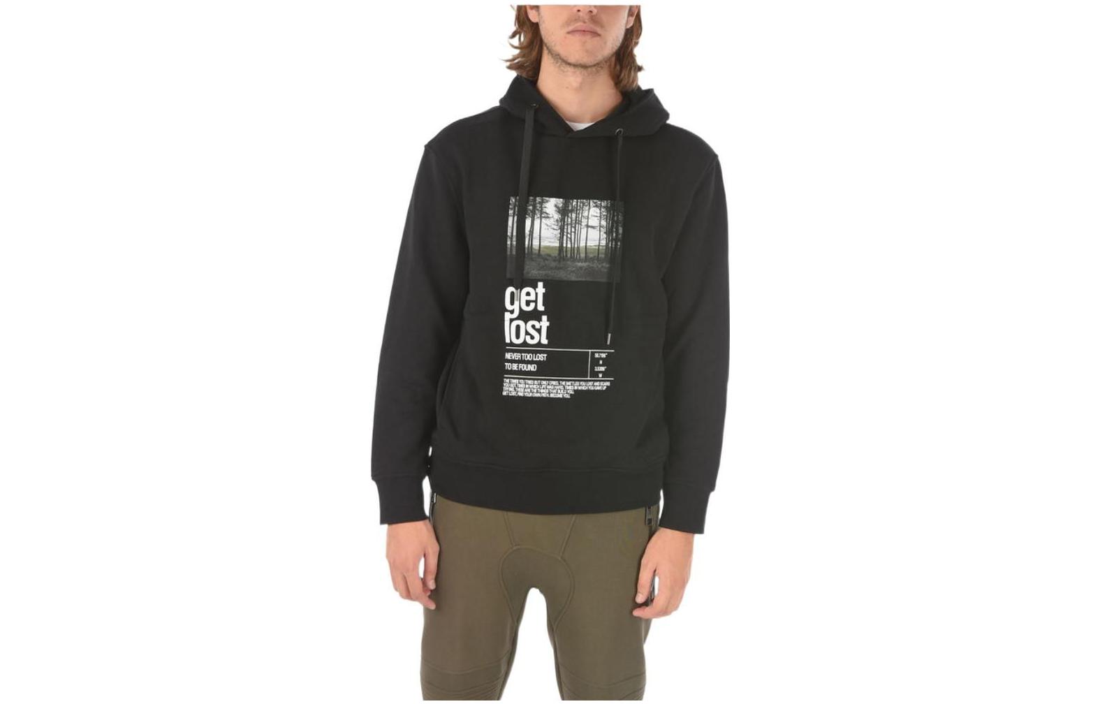Neil Barrett Graphic Print Pullover Hoodie BLACK PBJS677SP543S2854