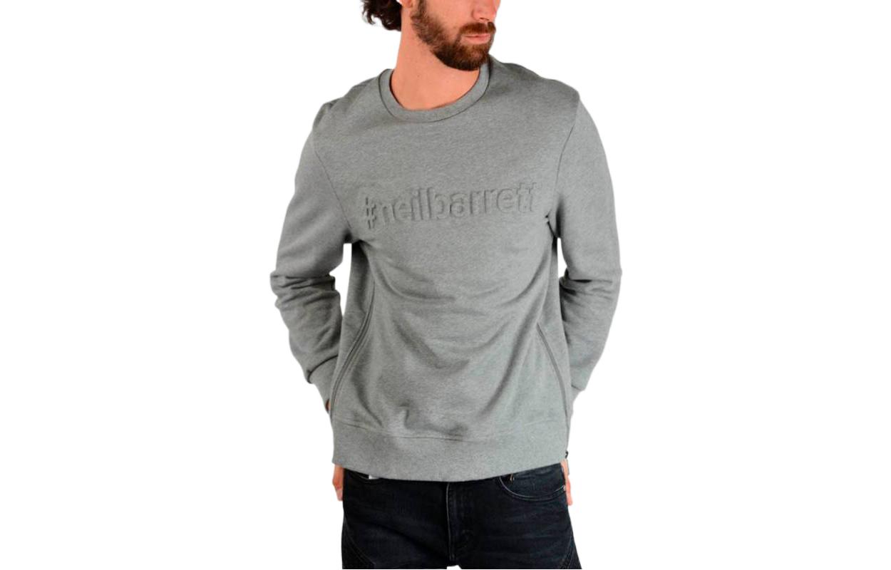 Neil Barrett Grey Crewneck Sweatshirt with 3D Letter Print PBJS255EF511C364