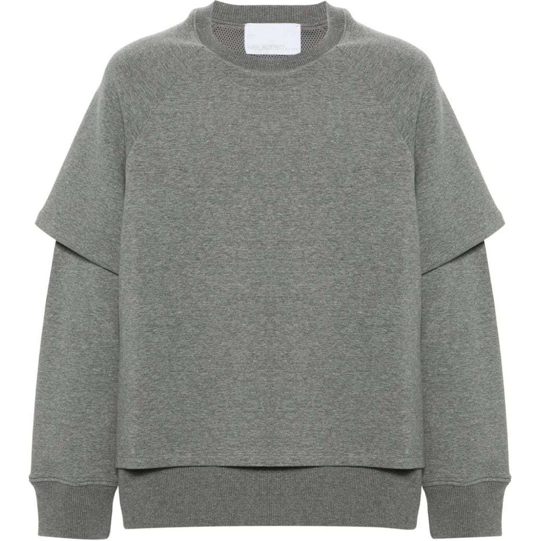 Neil Barrett Layered Knit Pullover Sweatshirt Men’s Mid Grey MY72251RY501-BLACK