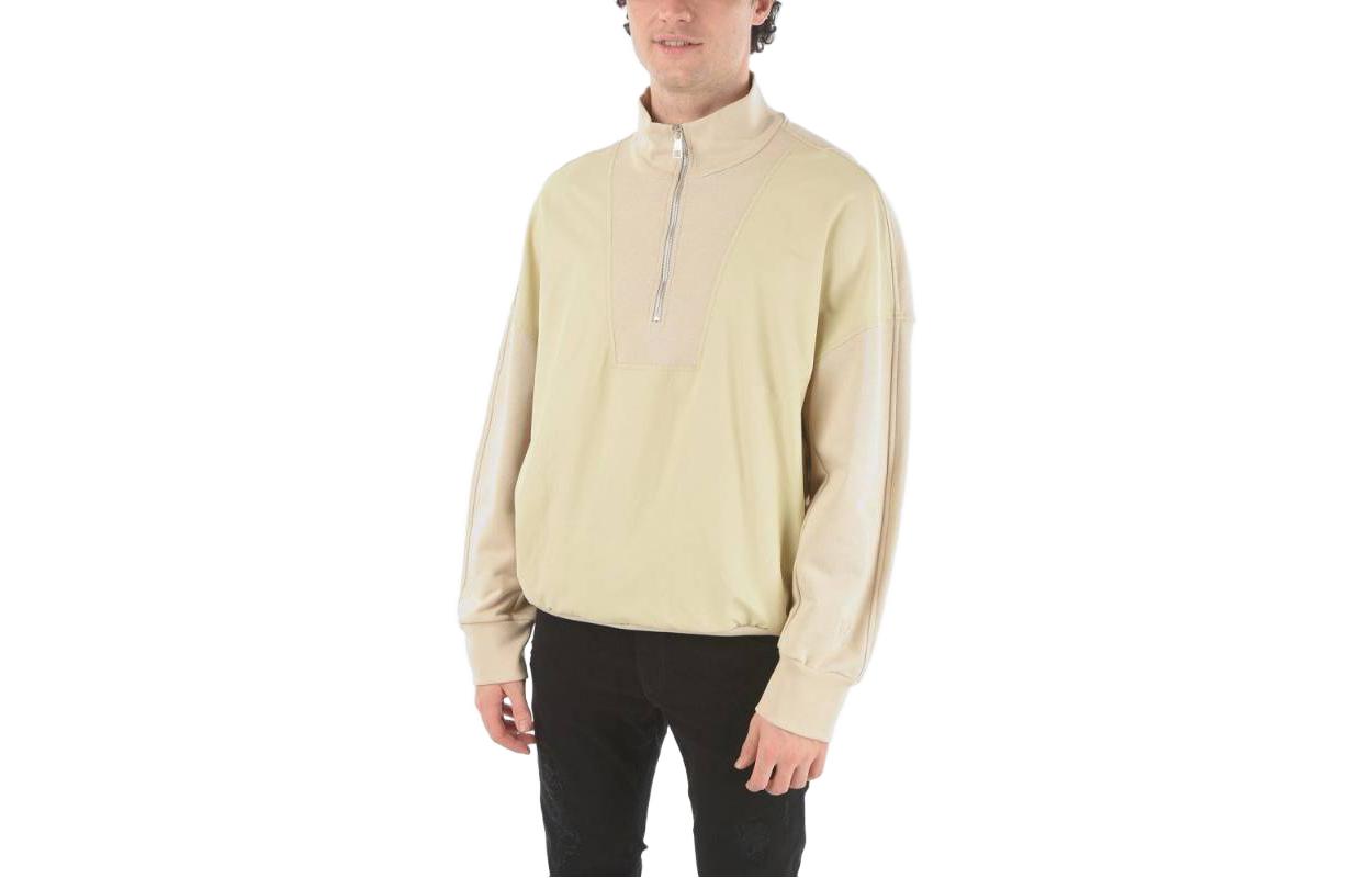 Neil Barrett Light Yellow Half-Zip Stand Collar Pullover Sweatshirt BJS064CS517S427