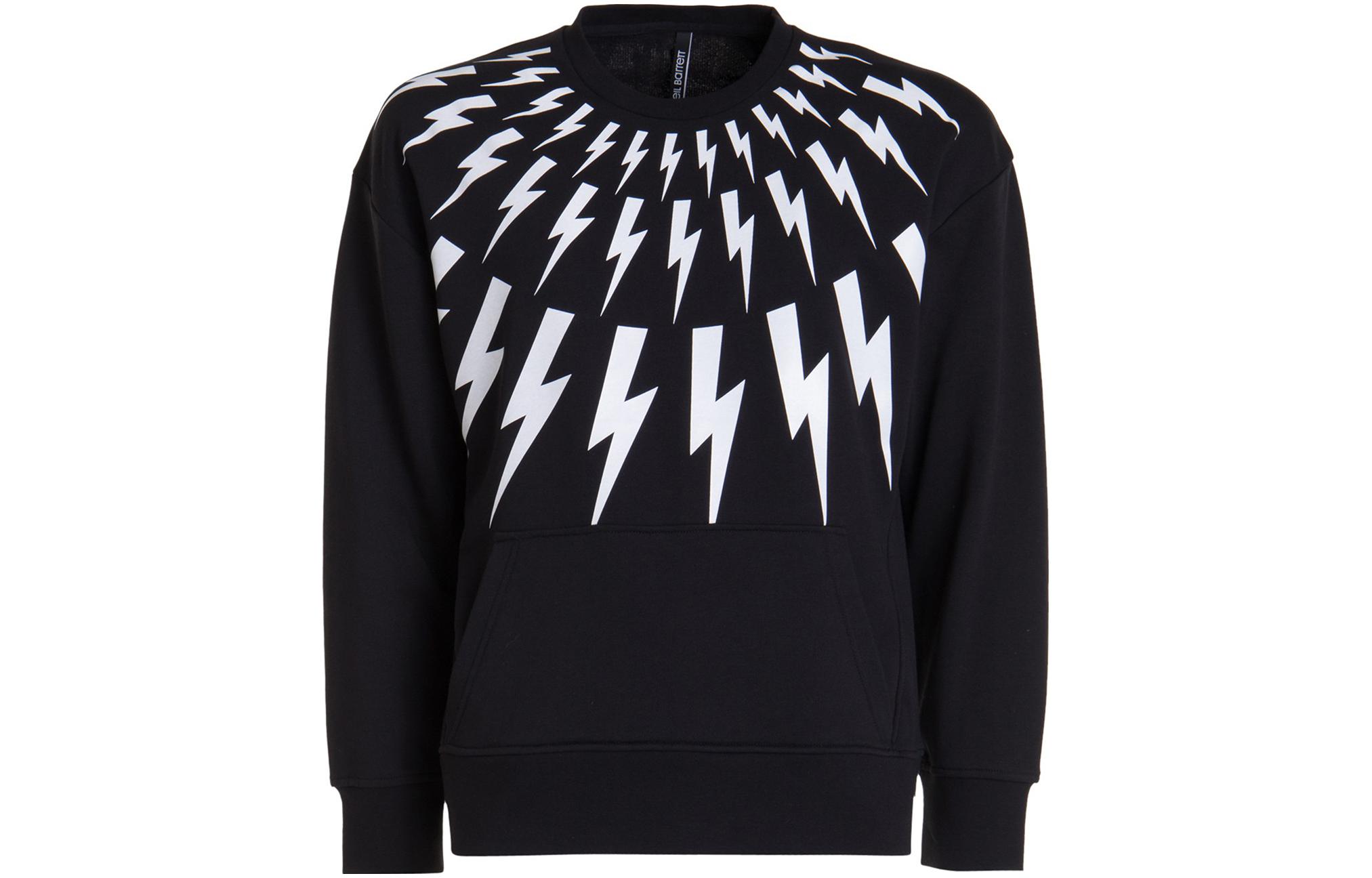 Neil Barrett Lightning Bolt Crewneck Pullover Sweatshirt BLACK PBJS714S-Q505S524