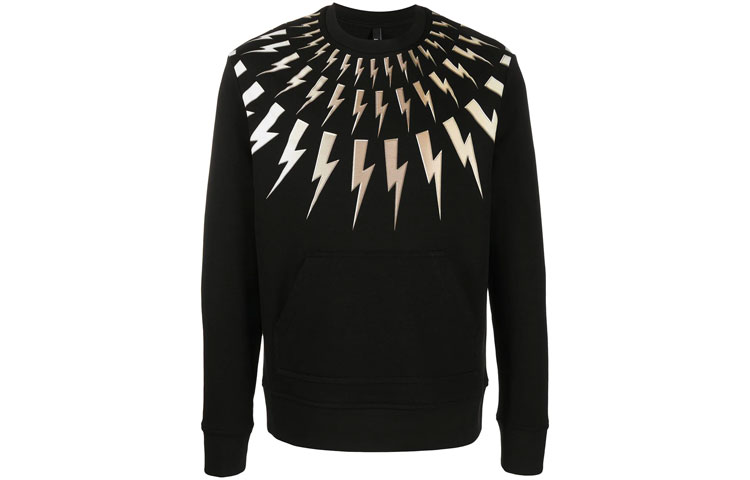 Neil Barrett Lightning Bolt Printed Pullover Sweatshirt Men’s BLACK PBJS666SP562S516