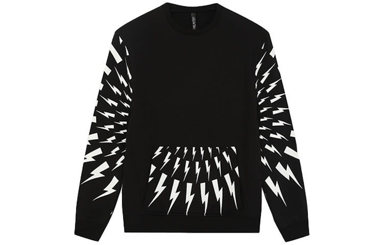 Neil Barrett Lightning Bolt Pullover Sweatshirt Black. 2181114002800