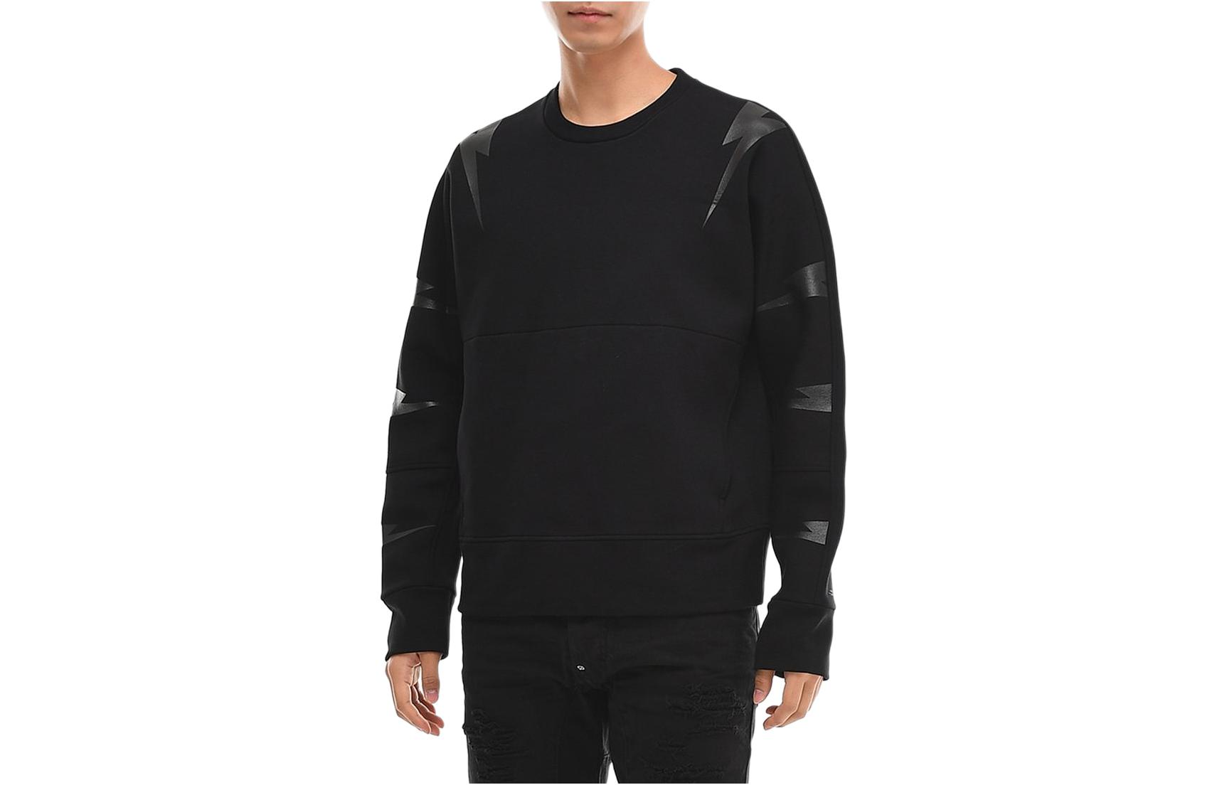 Neil Barrett Lightning Print Crewneck Sweatshirt BLACK PBJS482SM536S0101