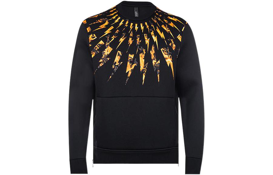 Neil Barrett Lightning Print Crewneck Sweatshirt Black - PBJS515SM550SIW-094