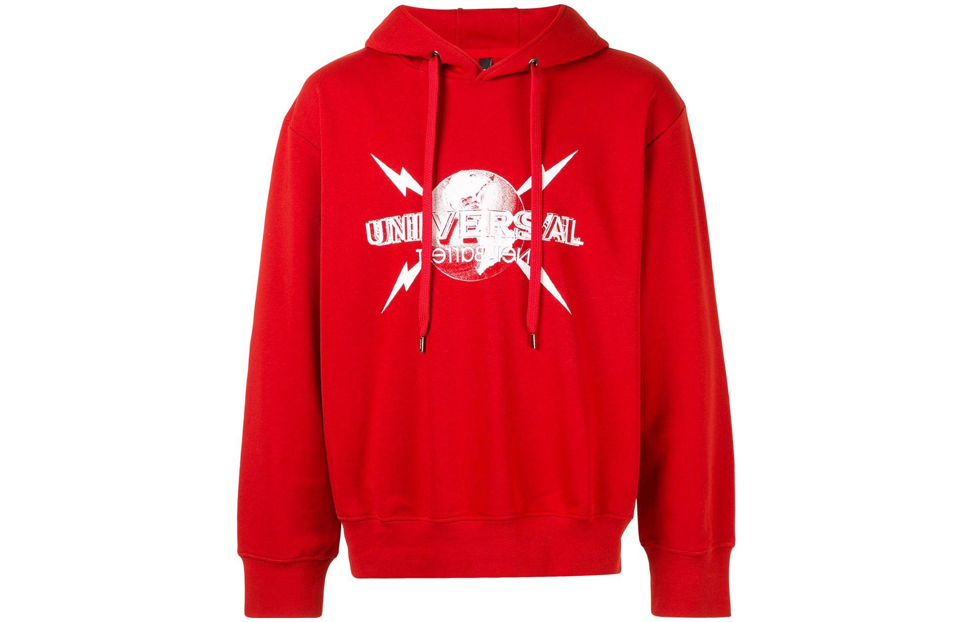 Neil Barrett Logo Graphic Red Pullover Hoodie for Men PBJS661BP547S2019