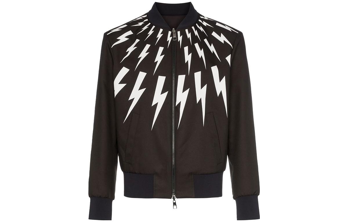 Neil Barrett Long Sleeve Jacket with Lightning Print and Zipper PBSP297SL015C-524