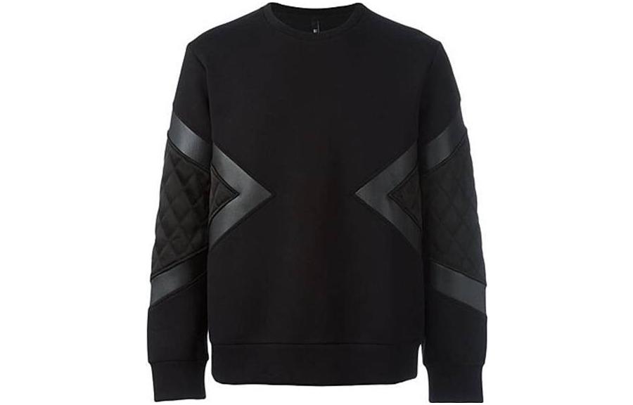 Neil Barrett Mens Ribbed Crewneck Sweatshirt Black PBJS334QB514CBLACK