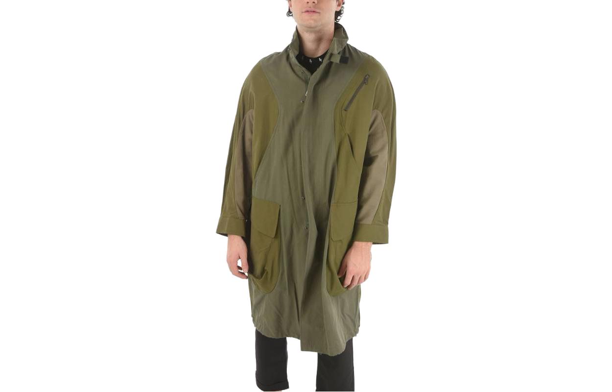 Neil Barrett Military Green Zip-Up Jacket with Stand Collar BCA009S012C3344