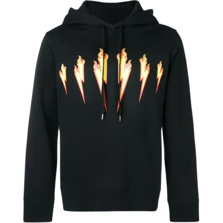 Neil Barrett Printed Black Hooded Long-Sleeve Sweatshirt for Men PBJS447A-L514S-1004