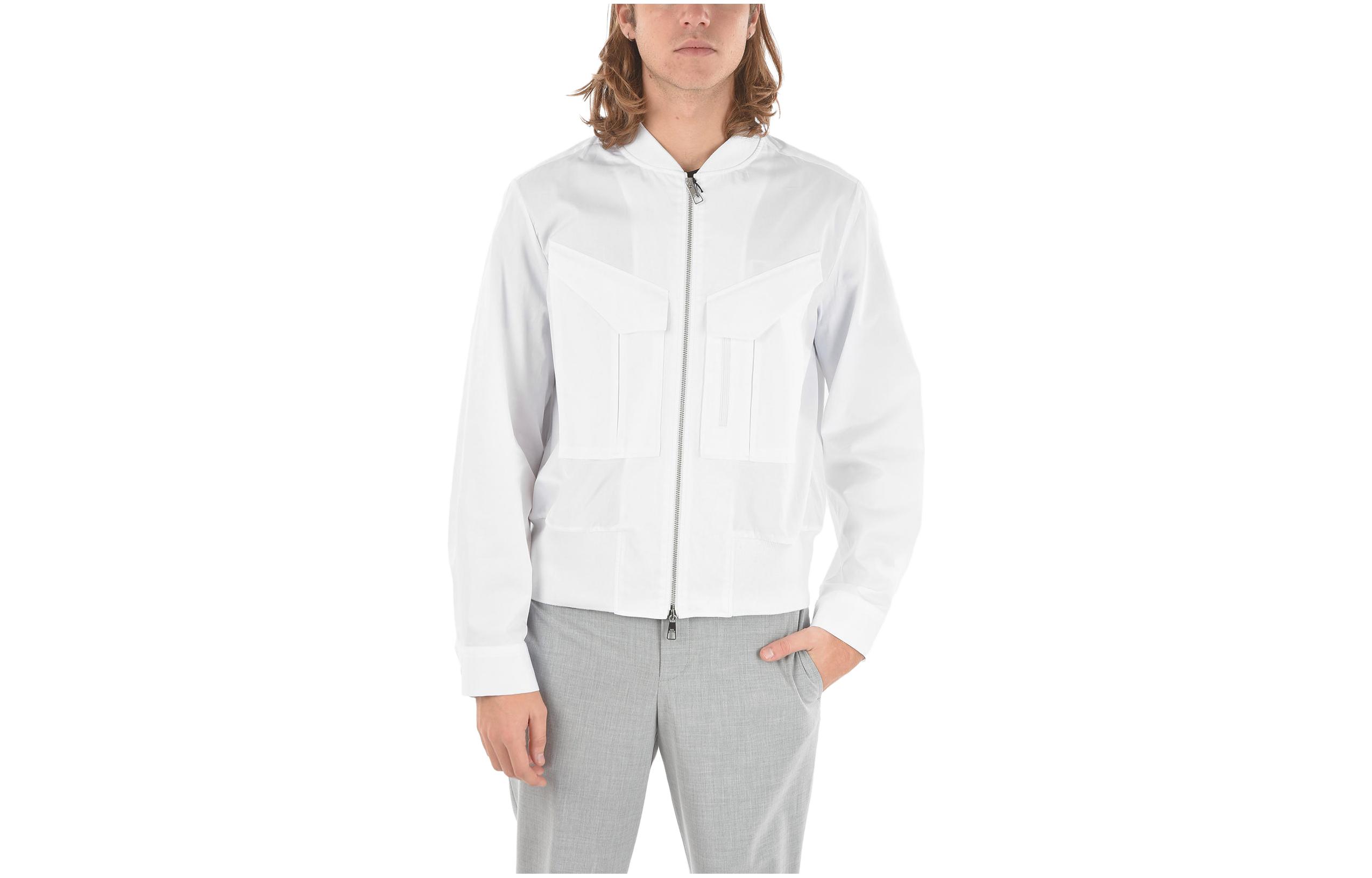 Neil Barrett Solid Color Zip-Up Jacket White Style BCM053S01603