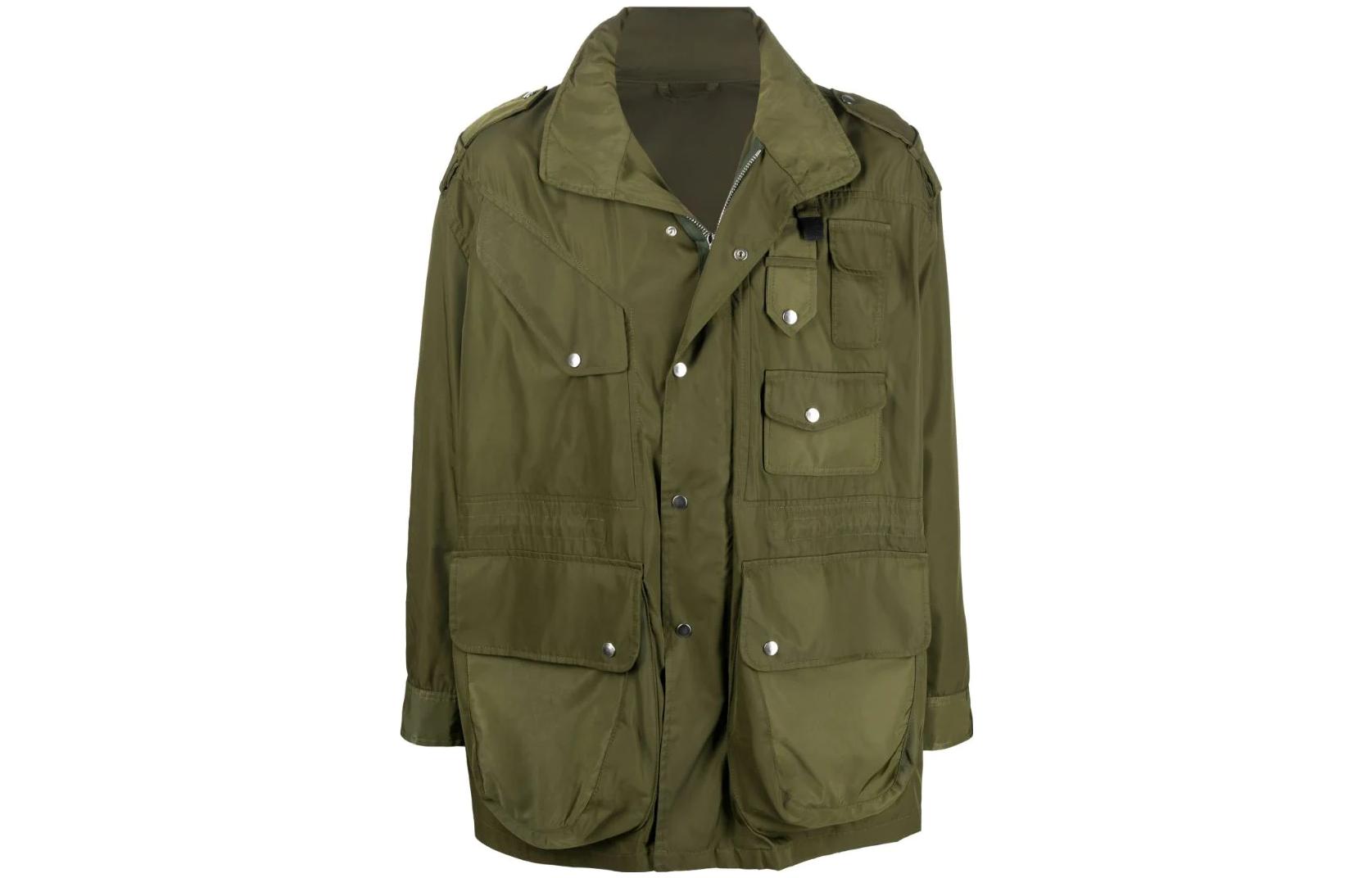 Neil Barrett Solid Pocket Relaxed Fit Long Sleeve Jacket for Men BSP010S01713