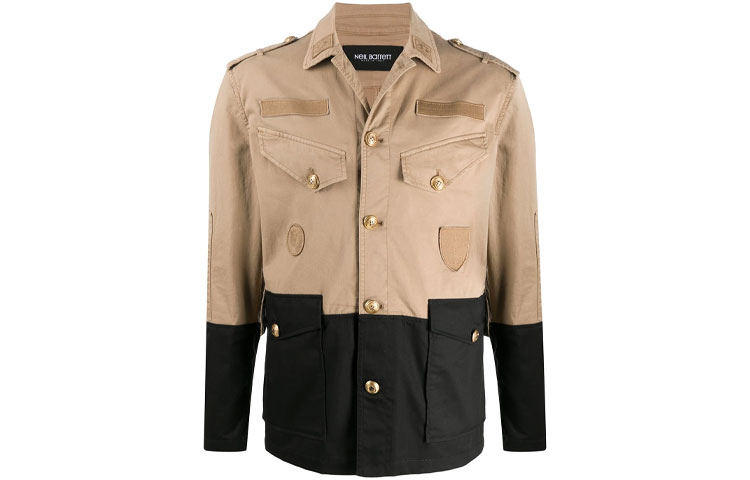 Neil Barrett SS21 Two-Tone Military Jacket Brown Men BSP492TBN013T2-597