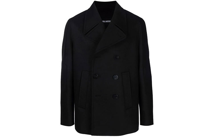 Neil Barrett SS22 Black Logo Print Button-Up Trapeze Jacket for Men BCA001BR002C0101