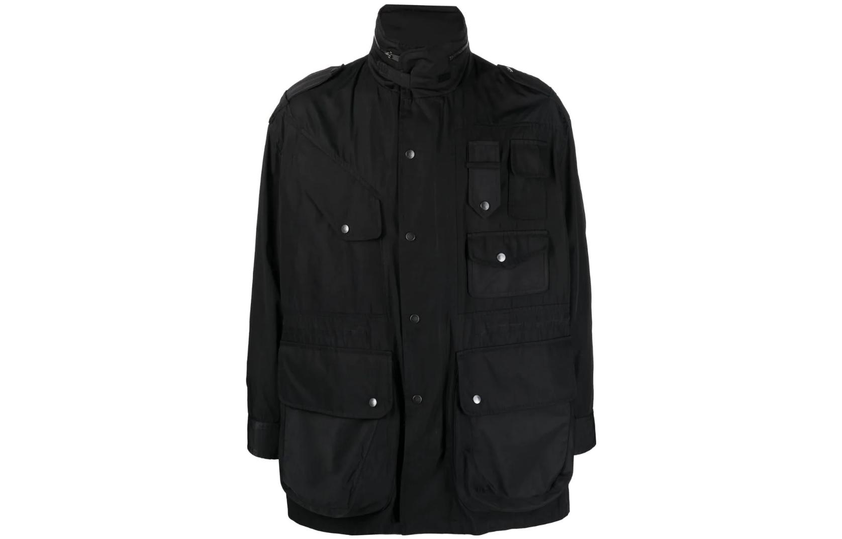 Neil Barrett SS22 Black Multi-Pocket Loose Fit Long Sleeve Jacket for Men BSP010S01701