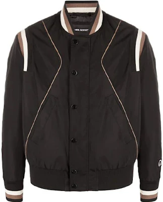 Neil Barrett SS22 棕色拼接標誌印花飛行夾克. BSP015S0193274 Buy Neil Barrett SS22 棕色拼接標誌印花飛行夾克. BSP015S0193274