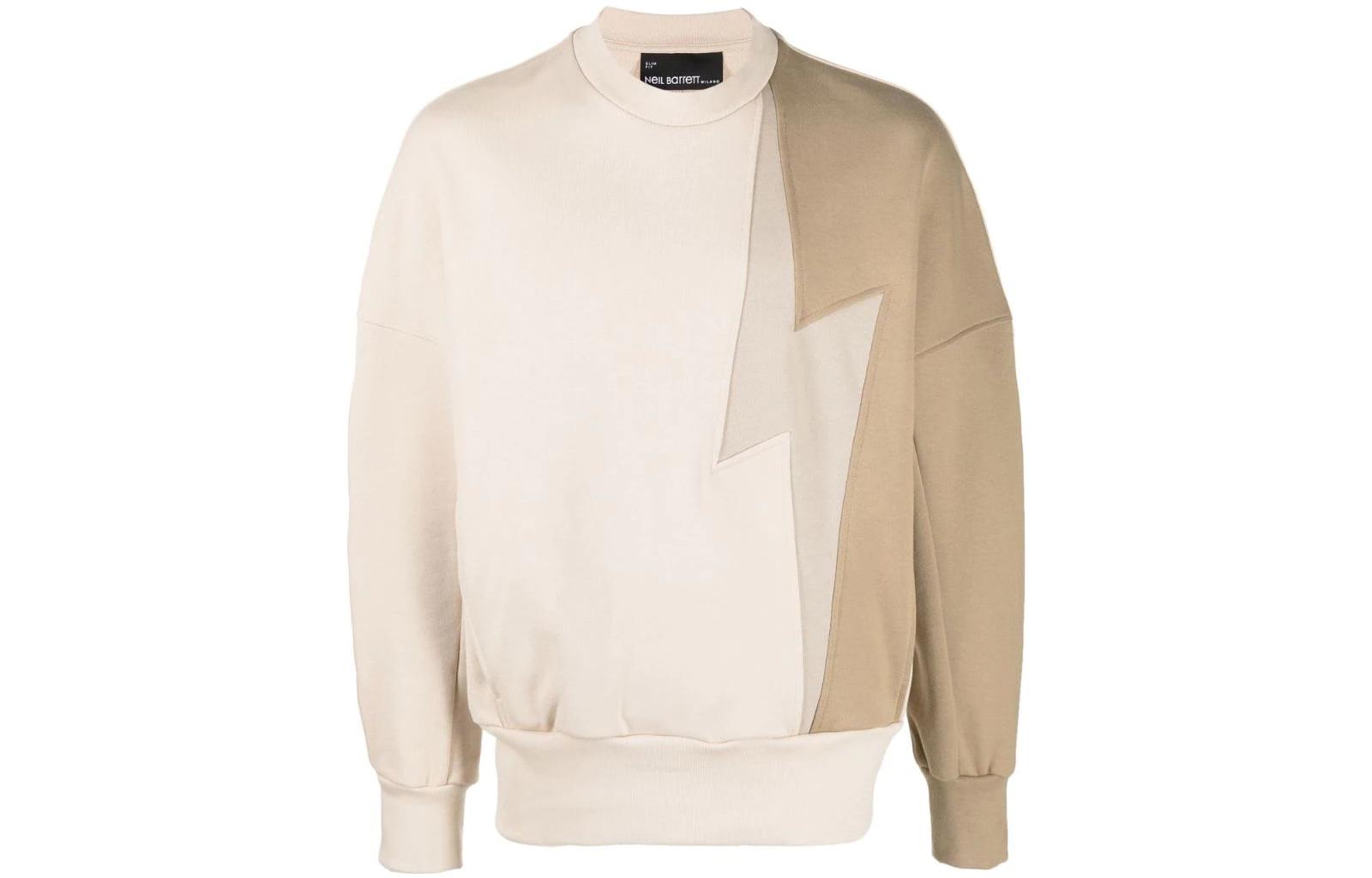 Neil Barrett SS22 Colorblock Crewneck Pullover Sweatshirt Men’s Off-White BJS058S500C3285