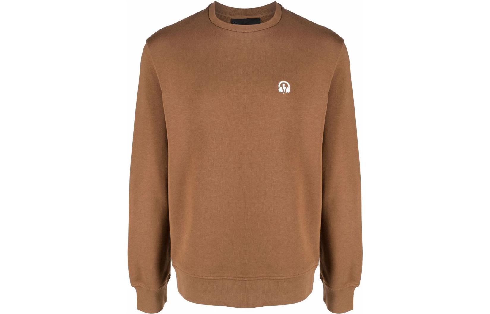 Neil Barrett SS22 Embroidered Crewneck Pullover Long Sleeve Sweatshirt Khaki Mens BJS044BS501C83