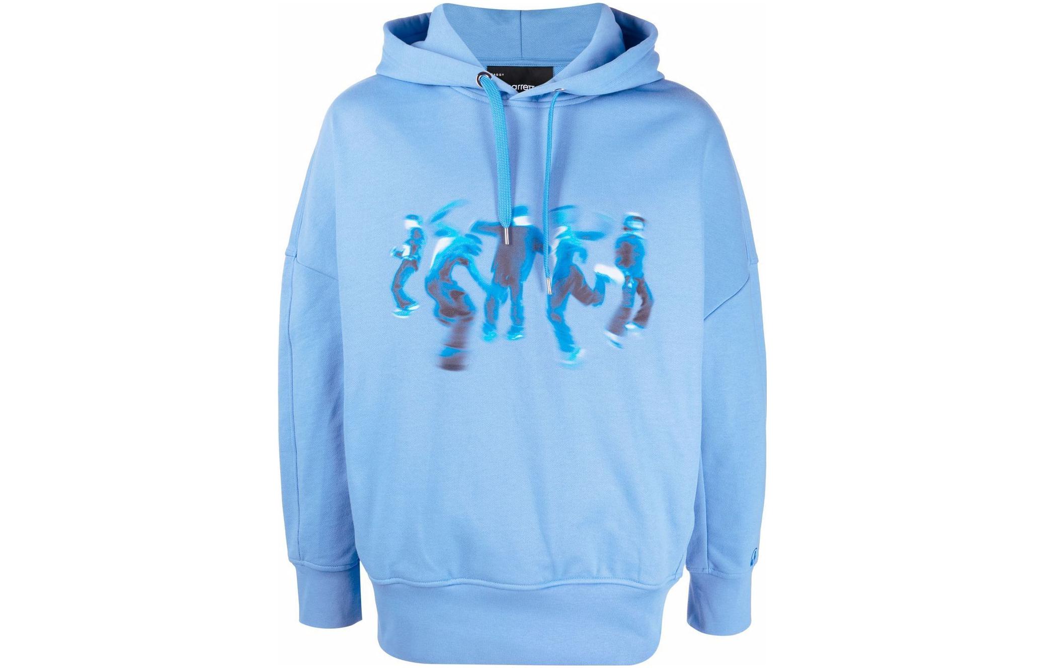 Neil Barrett SS22 Portrait Print Blue Hoodie for Men BJS067SS523S1361