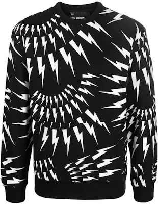 Neil Barrett SS22 Sweatshirt Pria Hitam Thunderbolt Printed Crewneck BJS040SS505S-524 Buy Neil Barrett SS22 Sweatshirt Pria Hitam Thunderbolt Printed Crewneck BJS040SS505S-524