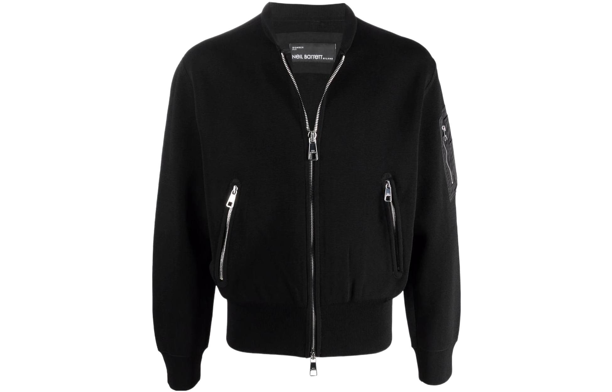 Neil Barrett SS22 Wool Blend Bomber Jacket Black BMA025S606-C01