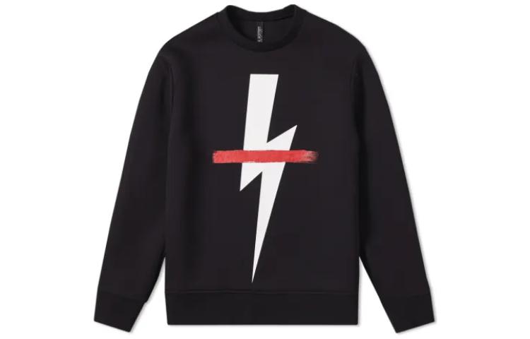 Neil Barrett SS23 Black Solid Color Crewneck Long Sleeve Sweatshirt PBJS332S-G514S-1495