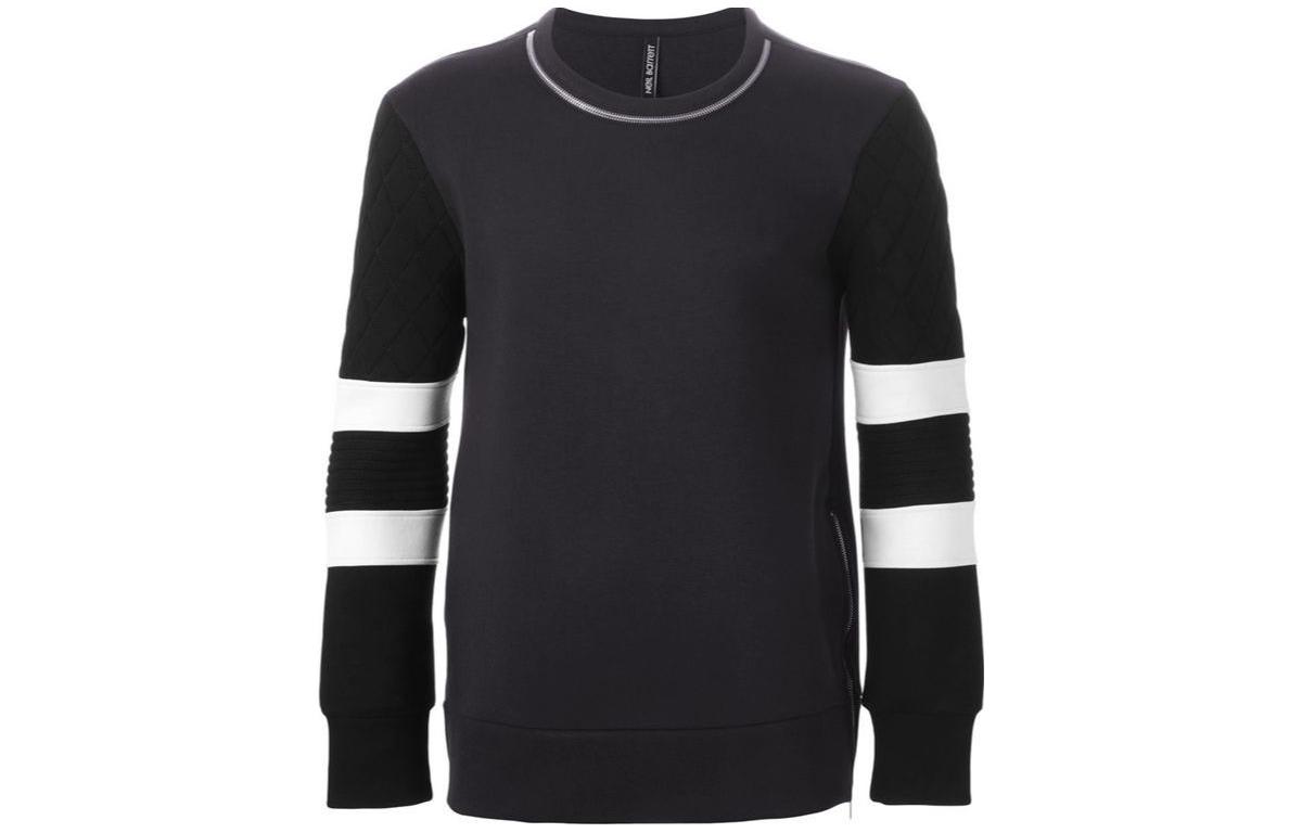 Neil Barrett SS23 Black Striped Print Crewneck Pullover Sweatshirt - Men PBJS12V-C3554-042
